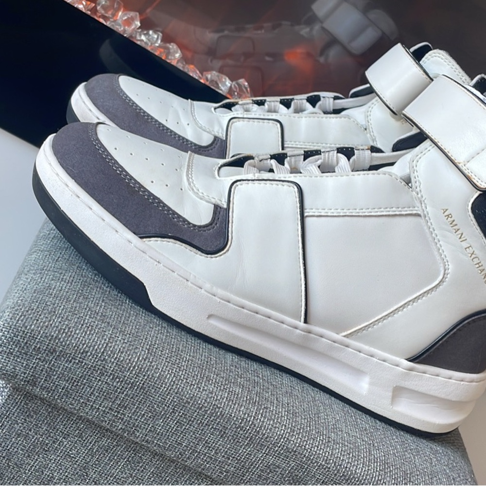Armani Exchange White and Gray Men's Shoes